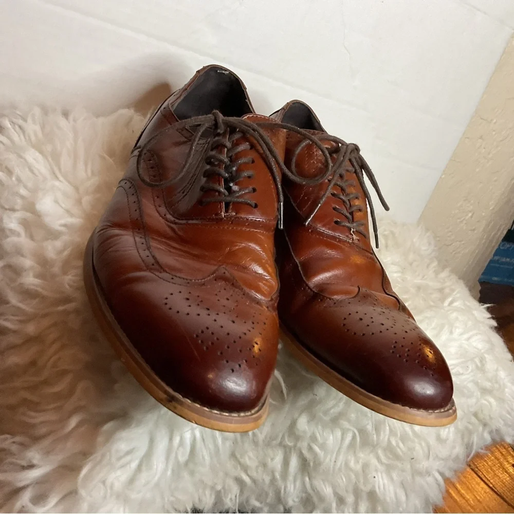 Stacy Adam’s brown leather wing tip Tie up Oxfords 11